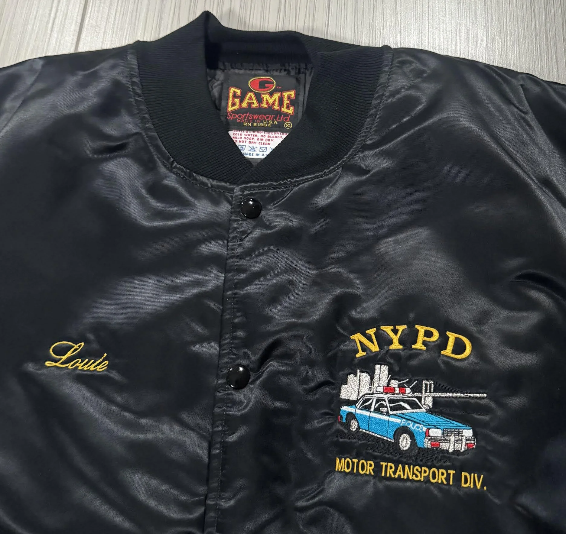 Vintage Game NYPD Motor Transport Division Satin Jacket (Size XL